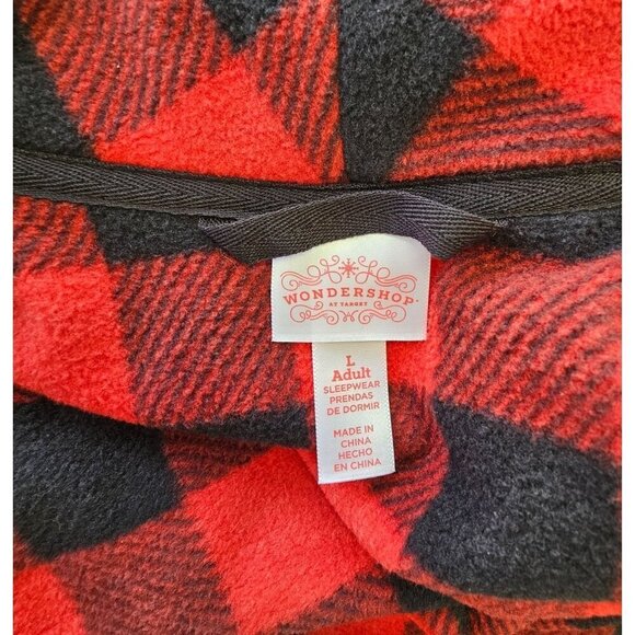 Wonder Shop Holiday Robe Red Black Plaid Poly Tie Close Hand Pockets Adult L NEW - Picture 7 of 8